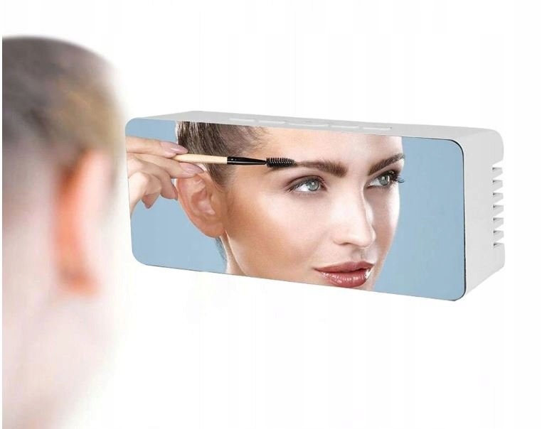 ZEGAR ELEKTRONICZNY LED STOJĄCY BUDZIK LUSTRO ALARM ZEGAREK System liczbowy cyfry arabskie