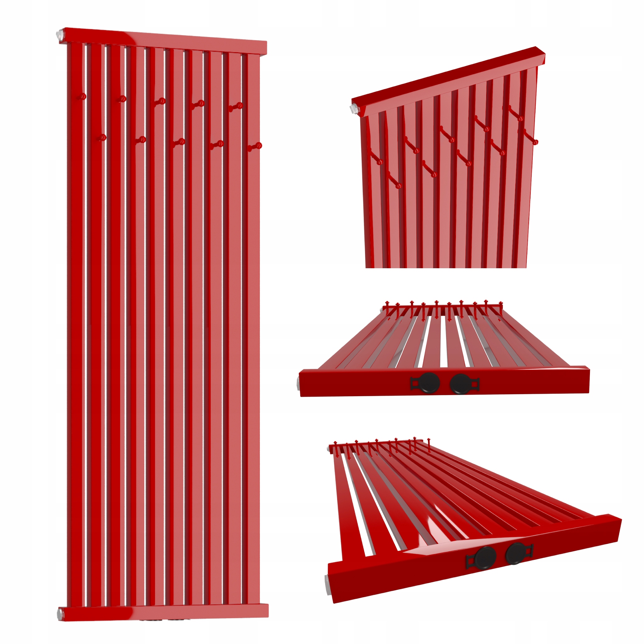 Dekorativní radiátor s věšáky Radiator Hook 140x46 Červený Lesk