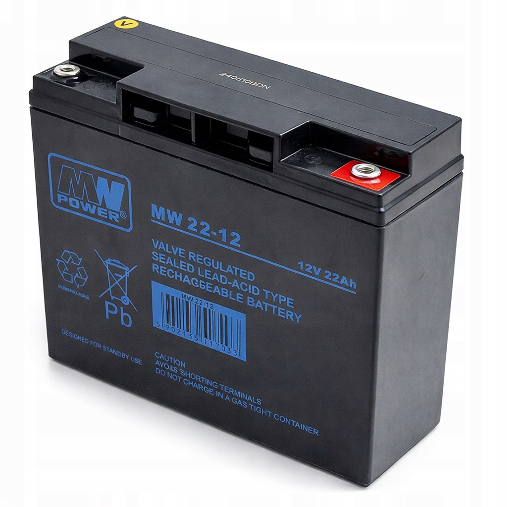 Akumulator Bateria Agm Vrla Mw Power 22AH 12V MW22-12 MW22 Alarm Zasilacz