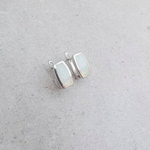 Náušnice s obdélníkovým opálem