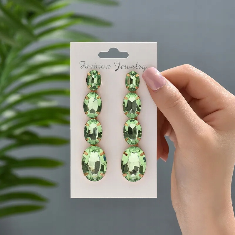 Kolczyki Sztyfty Kolor: Złote Zielone Owalne Cyrkonie Kryształki Ślub 76mm Kod producenta KOL_3395 x1