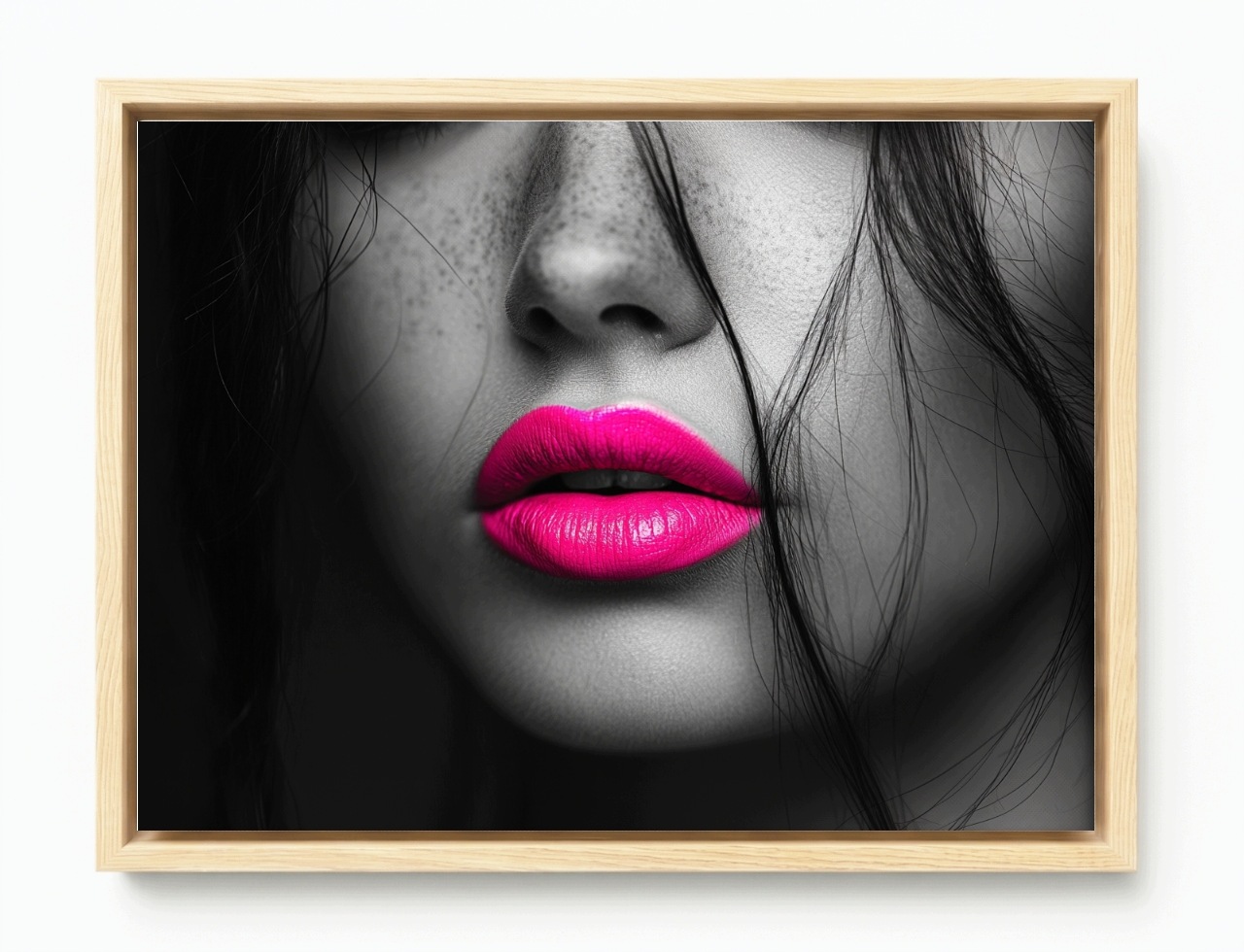 Obraz Rám American Box Portrét Žena Tvár Makro Foto Neon Ružová 80x60