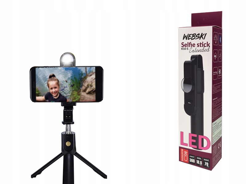 

Kij Kijek Selfi-stick Ze Statywem Tripod Z Led