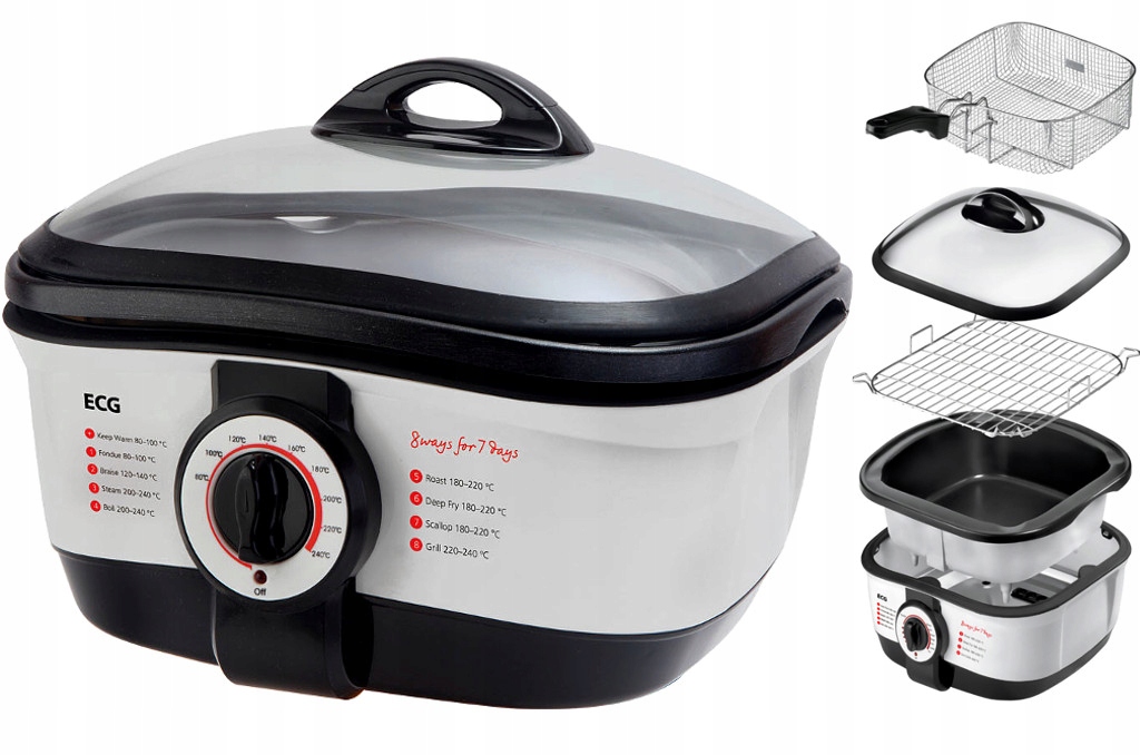 Multifunkční elektrický hrnec Ecg Mh 158 stříbrný 5 L