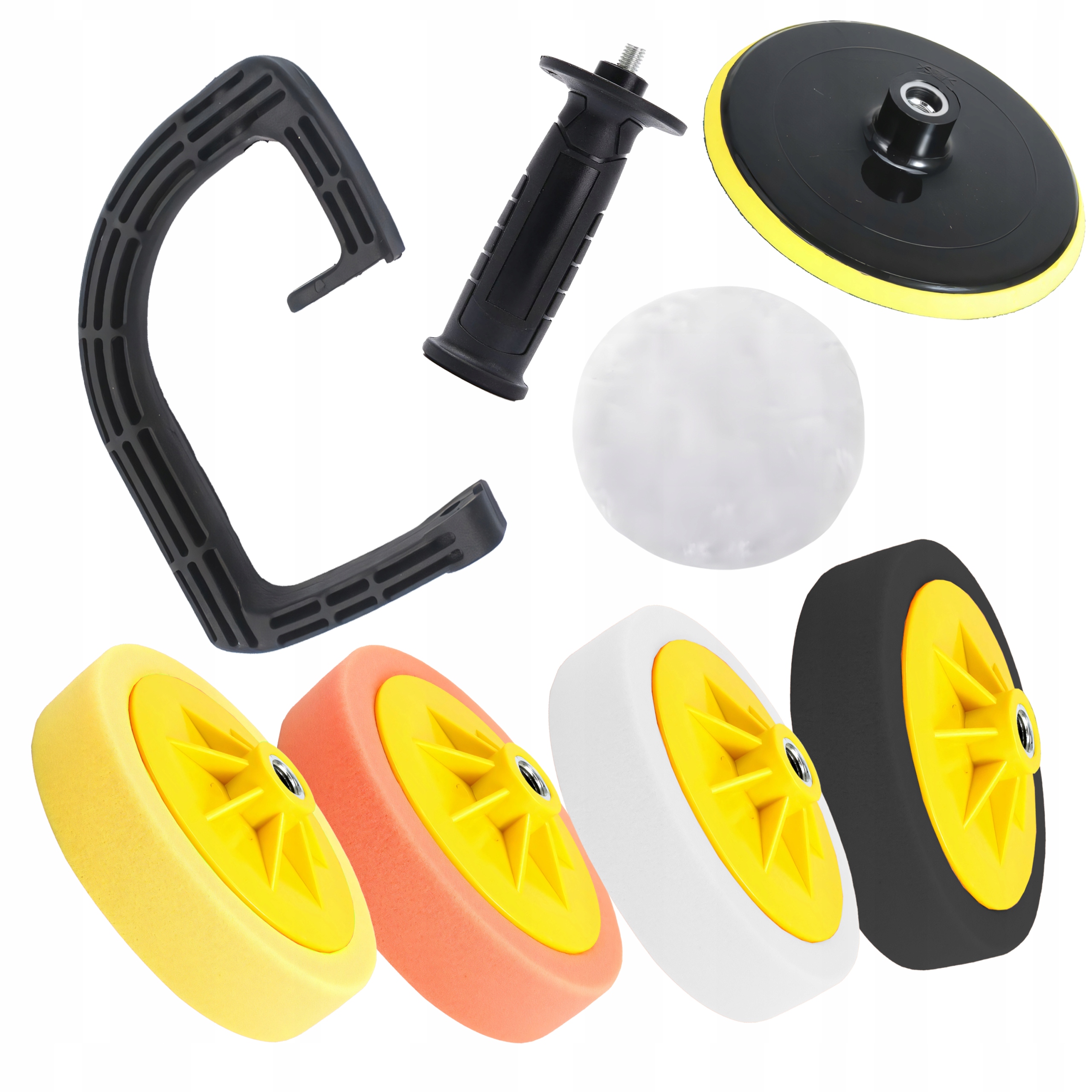 POLERKA SAMOCHODOWA Z REGULACJĄ OBROTÓW SZLIFIERKA ZESTAW GĄBEK FILC KLUCZ Marka RETOO