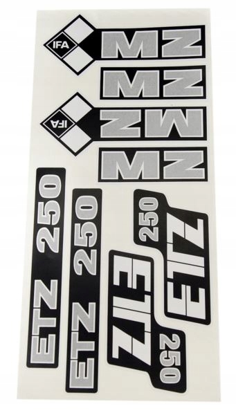 

Naklejki komplet Mz Etz 250 srebrne