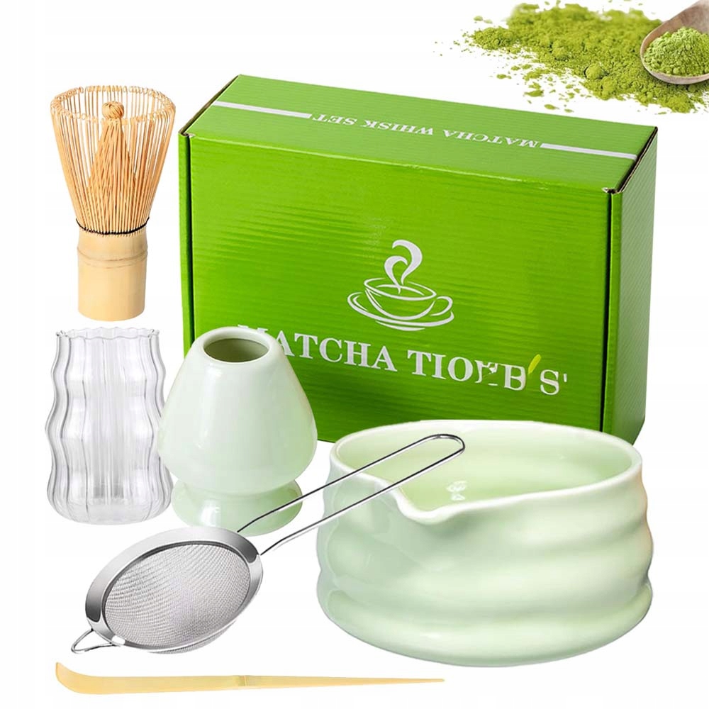 Levně Sada Čaj Matcha Japonská Matchy Bambusová Metla Dárek 7 Ks