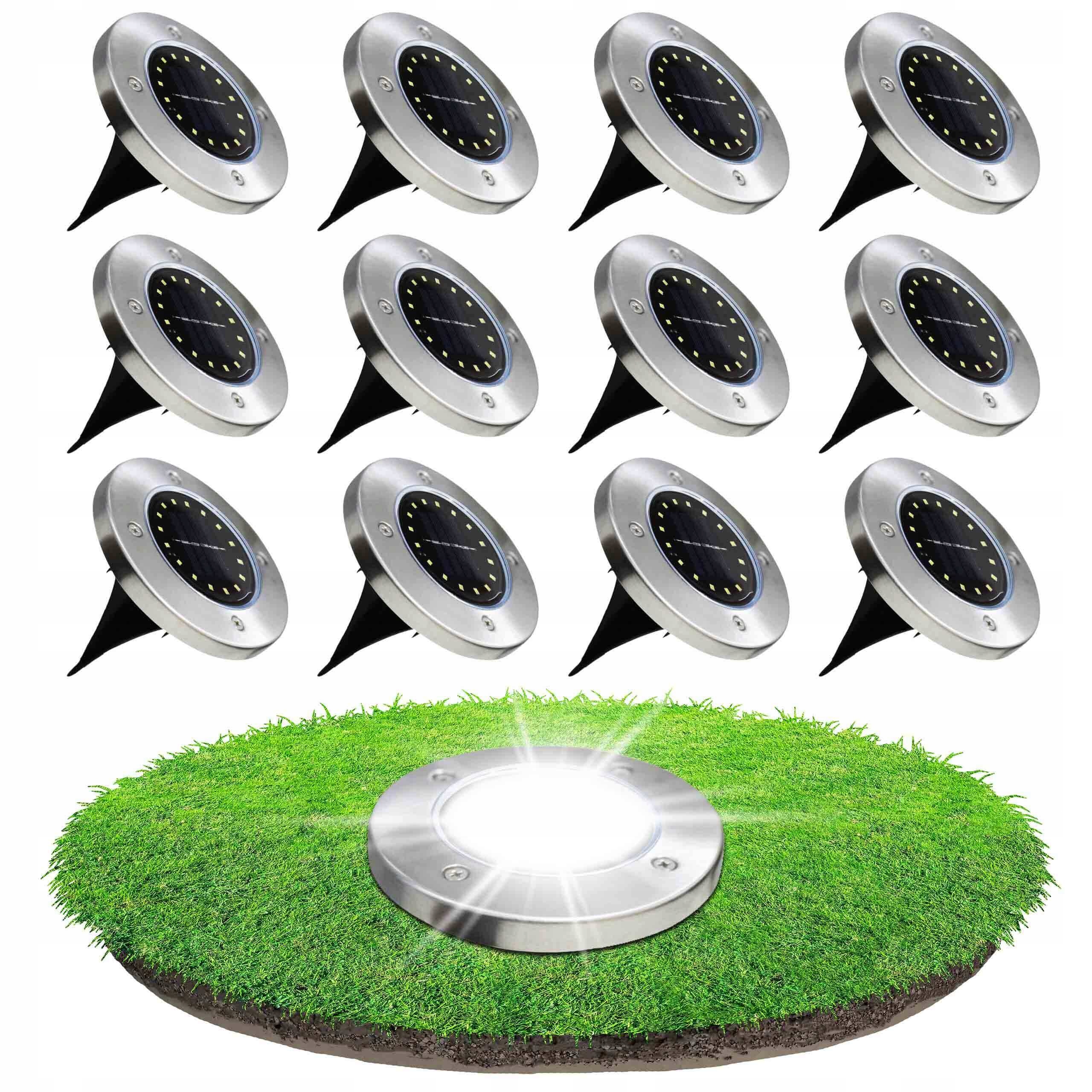 12x LAMPKI OGRODOWE SOLARNE GRUNTOWE WBIJANE NAJAZDOWE 16 LED ŚWIECĄCY DYSK Kod producenta LAMPKI SOLARNE OGRODOWE GRUNTOWE 12 DYSK LED
