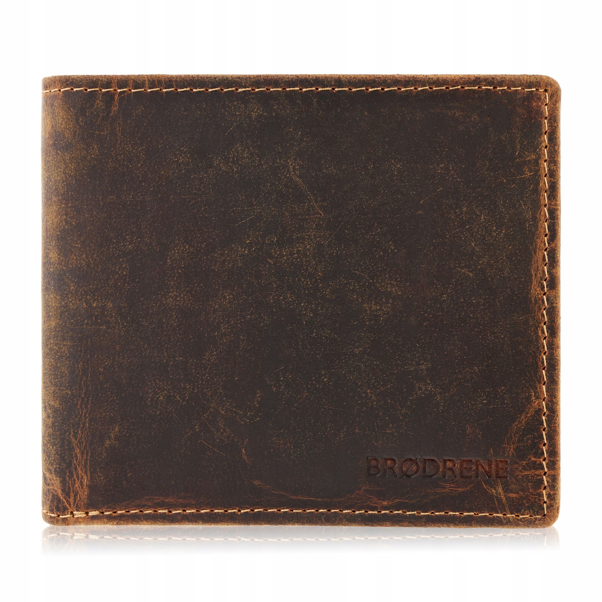 Portfel Męski Skórzany Brodrene Brązowy Vintage Portfele Skórzane Rfid