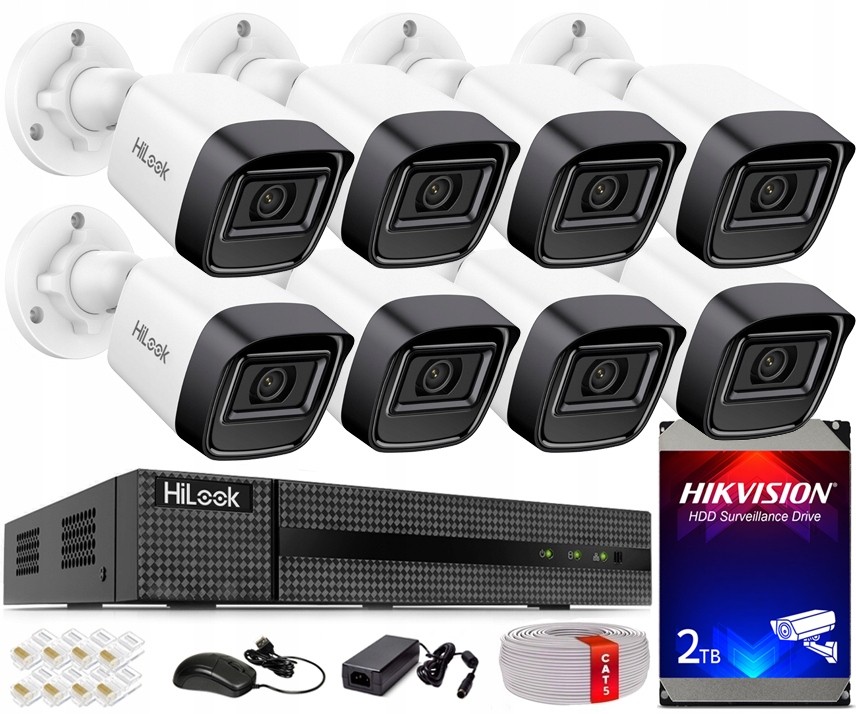 Sada monitorování Ip 4MPx 2K+ 8 venkovních kamer PoE HiLook od společnosti Hikvision