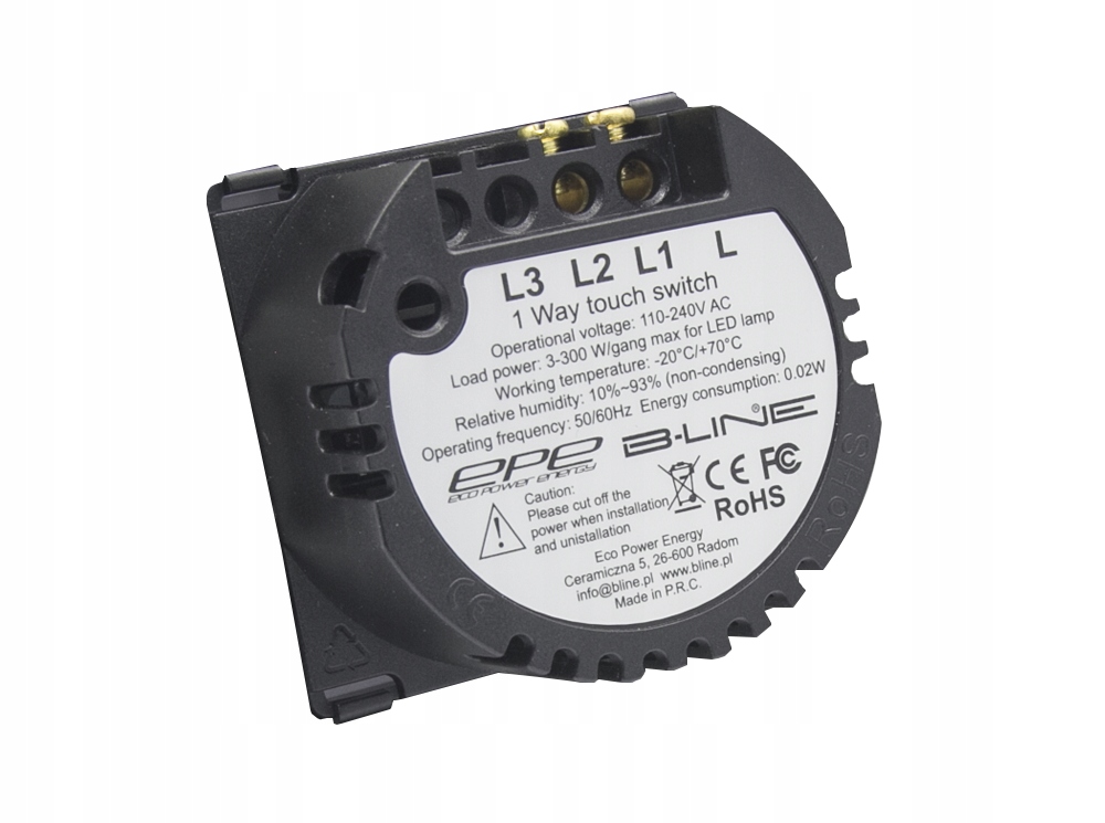 Wyłącznik pojedynczy Dotykowy B-line PRS MODUŁ 1G Kod producenta BL-1100501
