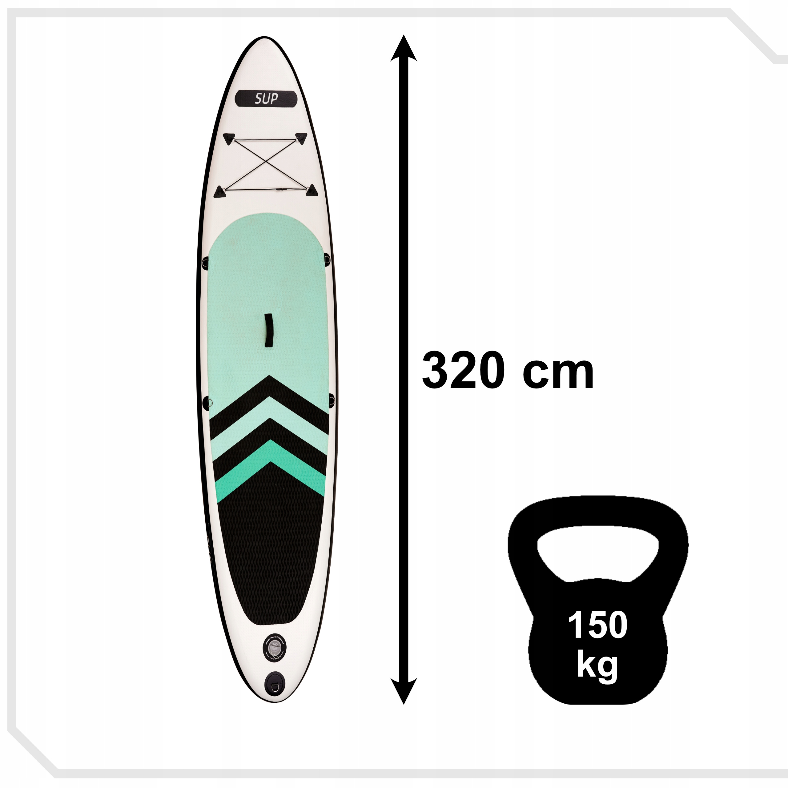 SUP DESKA POMPOWANA Z AKCESORIAMI PADDLE BOARD 320CM WOREK WODOSZCZELNY Stan opakowania oryginalne