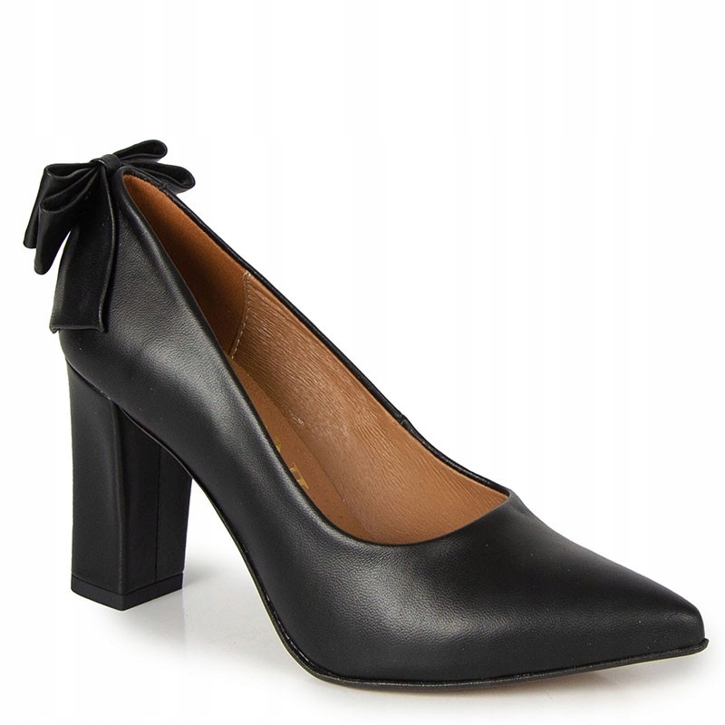 LaRoni 2453/K Černé Lícové Lodičky S Mašličkou 41