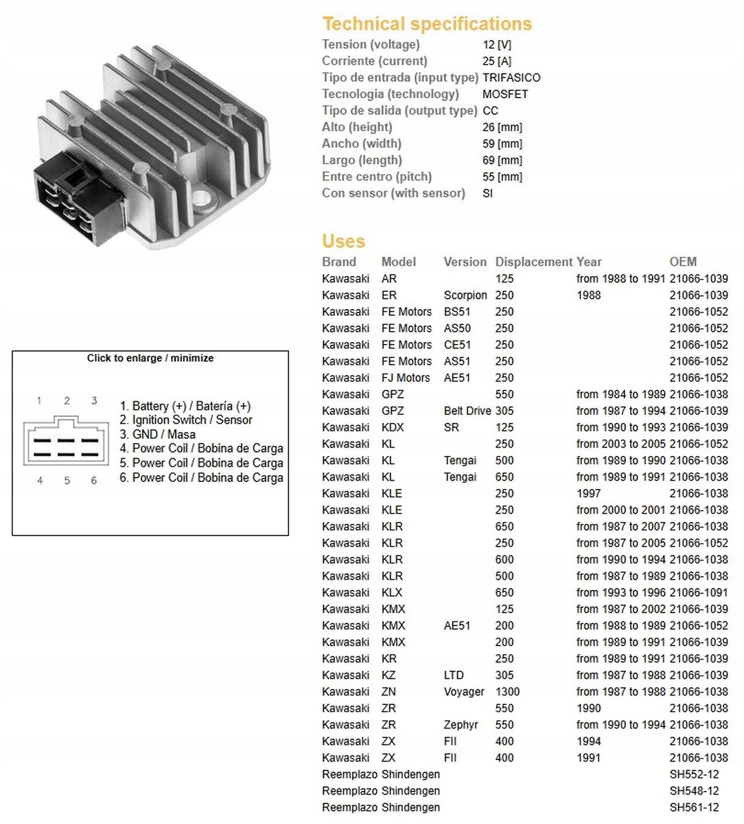 Dze Regulátor Napätia Kawasaki Kdx 125 '90-'93 Kle 250 Kl 500/650 '89-'91