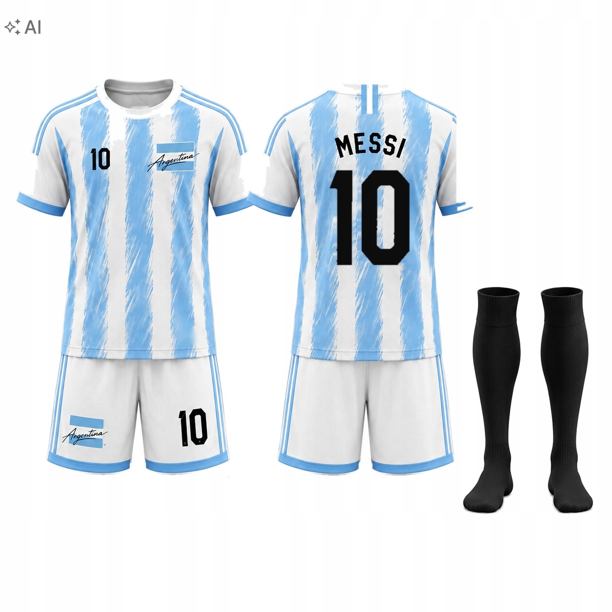 Messi Strój Komplet Piłkarski Argentyna Zestaw Na 145-155 CM Wzrostu