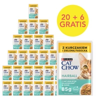 Levně Cat Chow Hairball Krmivo pro kočky kuře a fazole v omáčce 85 g 20+6