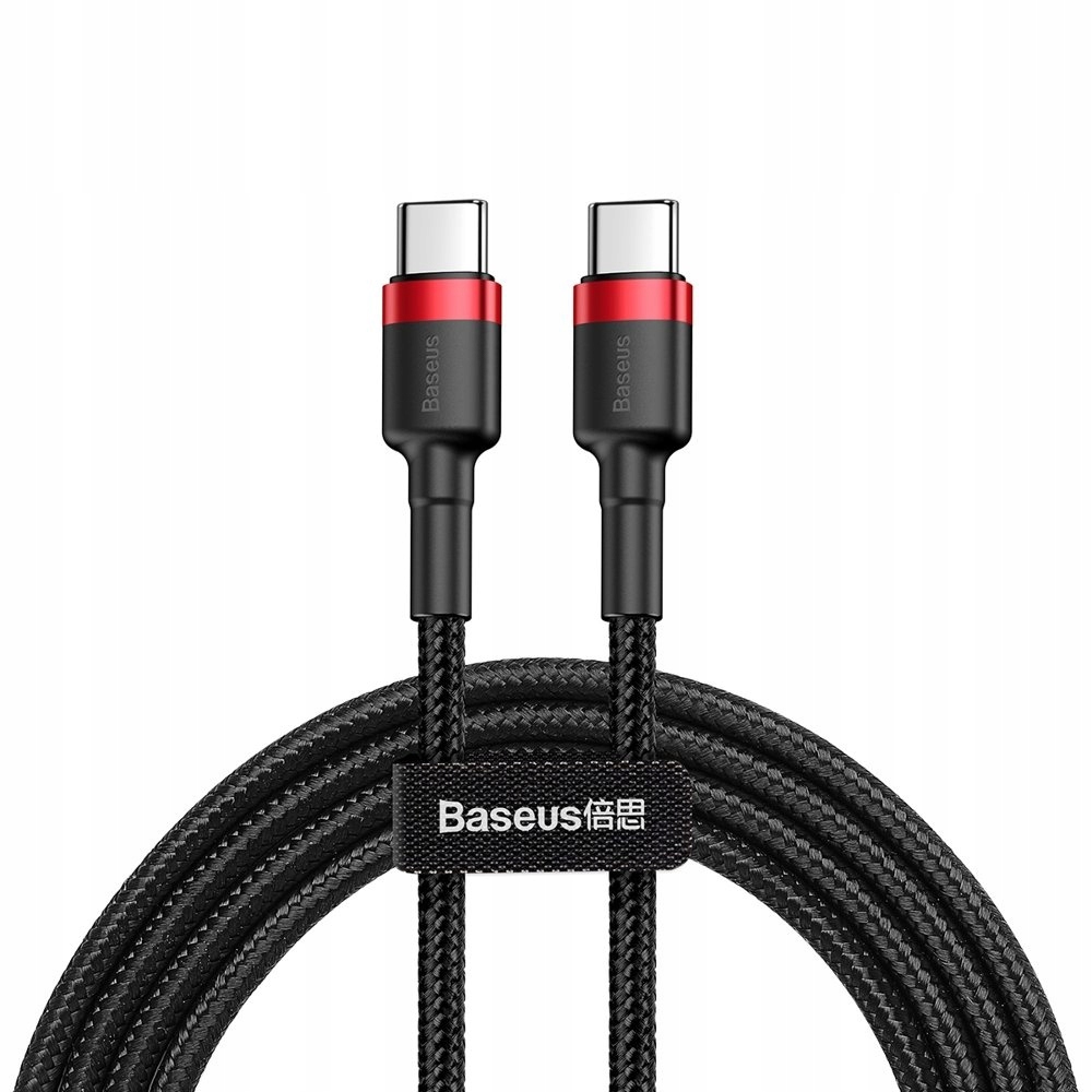 Kabel Baseus CATKLF-G91 Usb-c Usb-c Pd Qc 60W 3A 480Mb/s 1m czarno-czerw