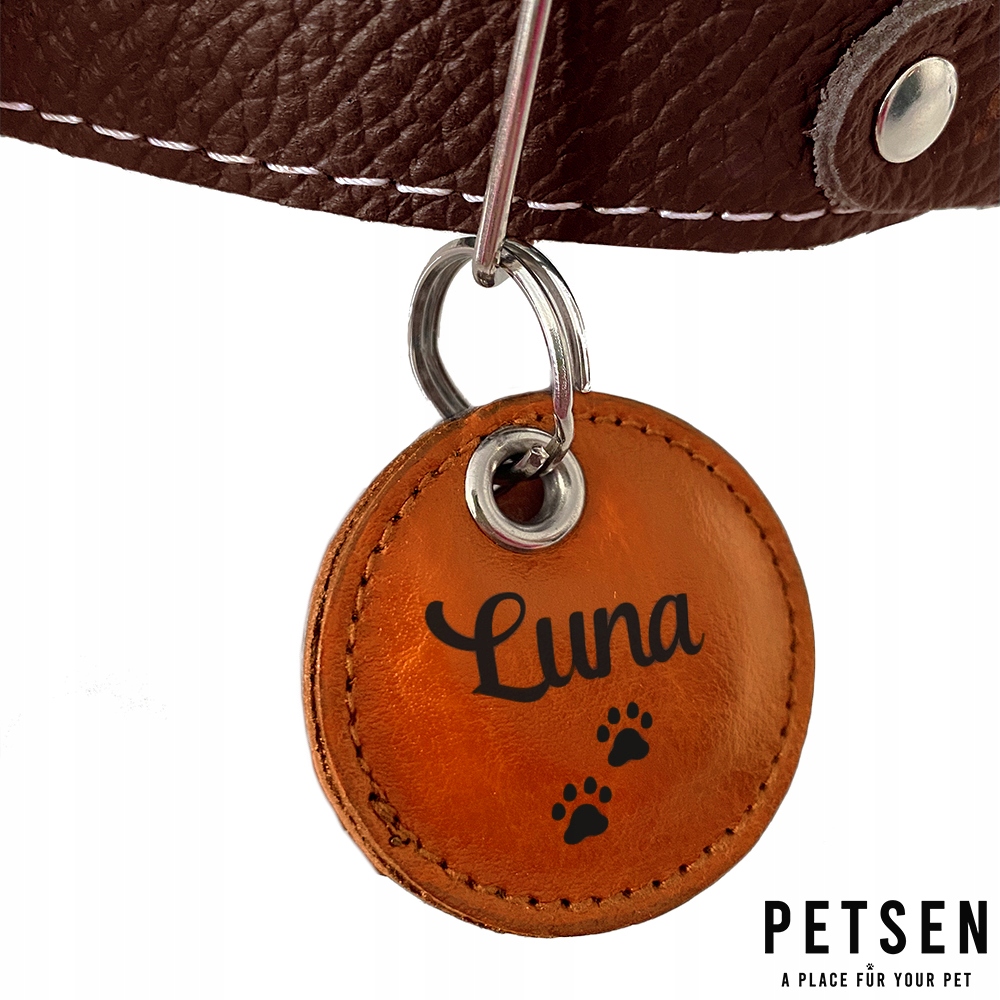 

Adresówka adresatka skórzana dla psa Grawer Imię