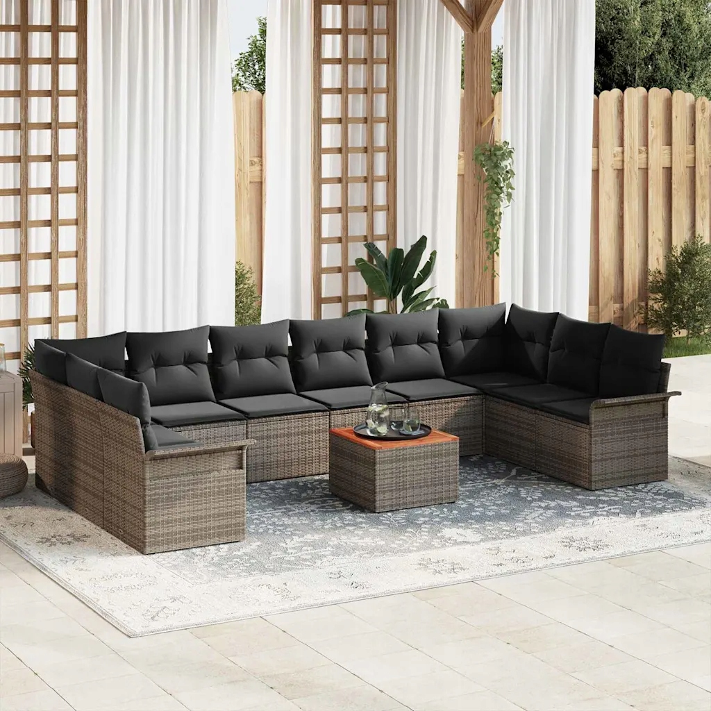 Sada zahradních pohovek s polštářem 11 pcs Šedá 55 x 55 x 37 cm Šedá 335604