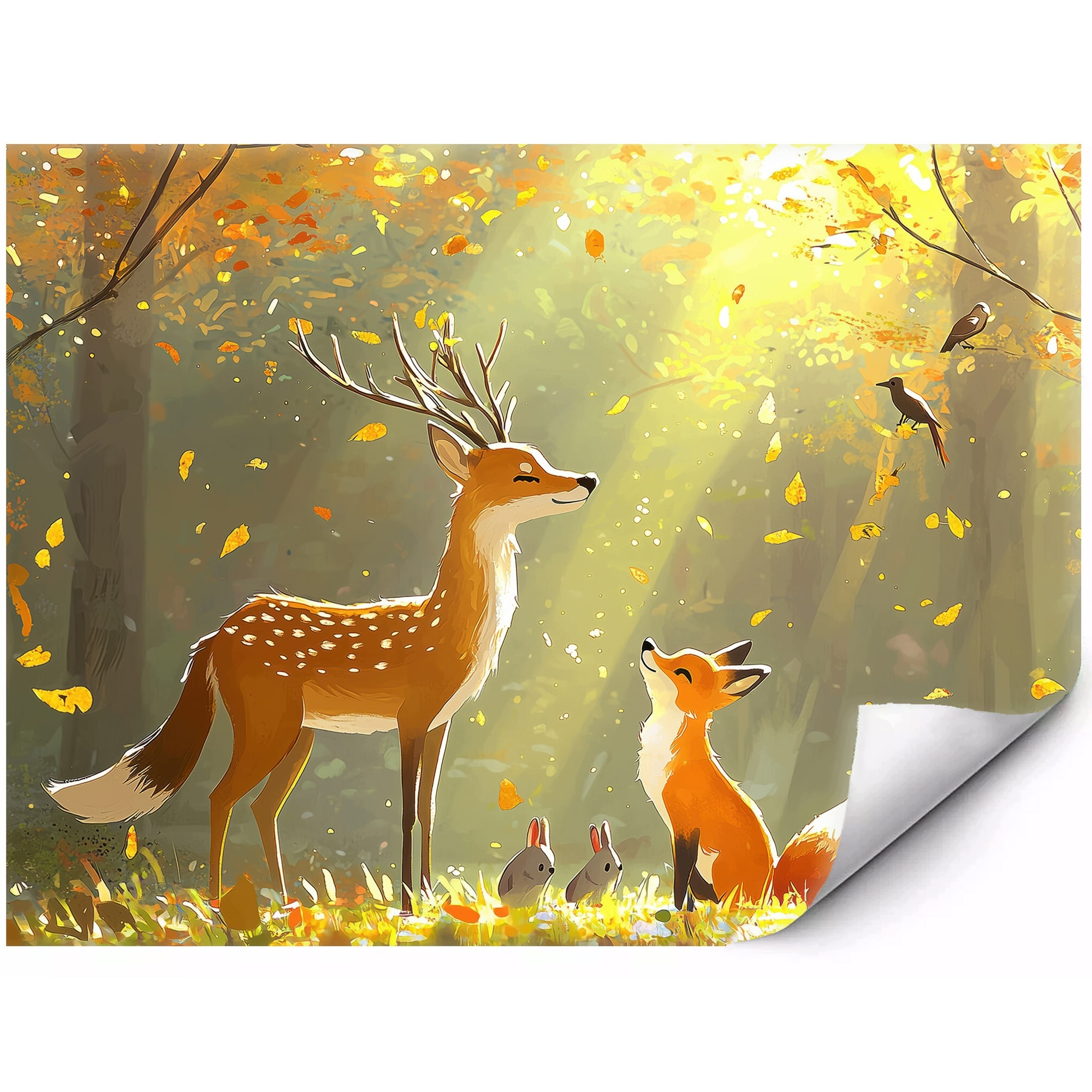 Samoprzylepna Fototapeta Leśni przyjaciele jesienny las 350x250 cm