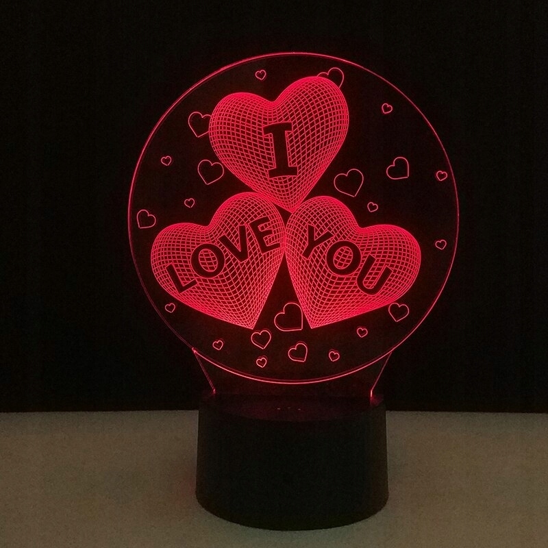 NAPIS 3D KOCHAM CIĘ, I LOVE YOU, LAMPKA NOCNA