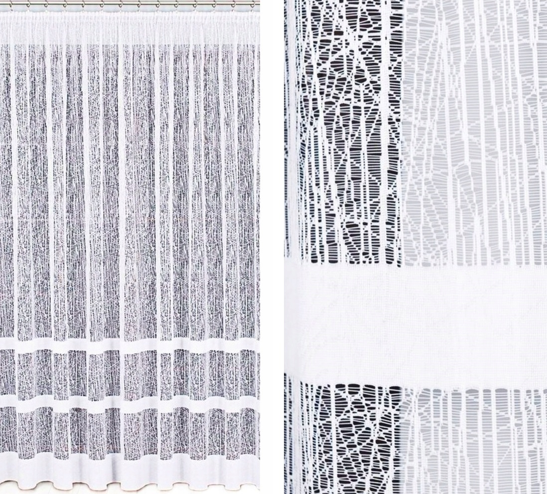 Dlouhá Záclona Závěsa 400x250 Pruhy Obývací Pokoj Ložnice Klasická Žába Bílá