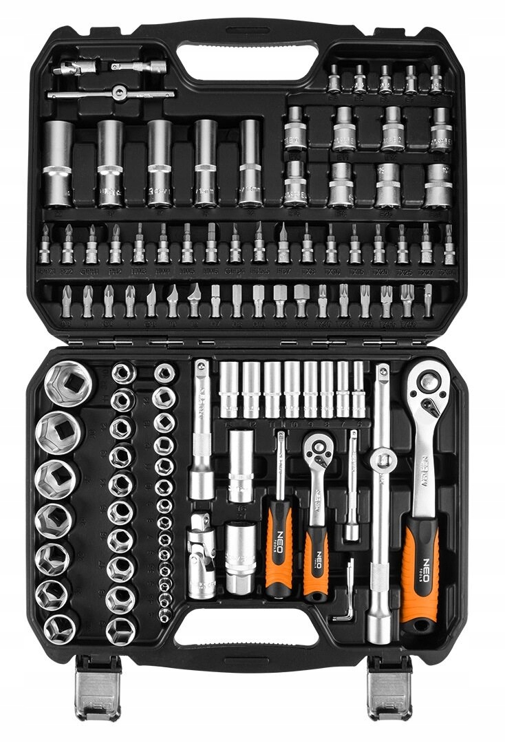 Klucze nasadowe 1/2", 1/4", zestaw 110 elementów Neo 10-211 Kod producenta 10-211