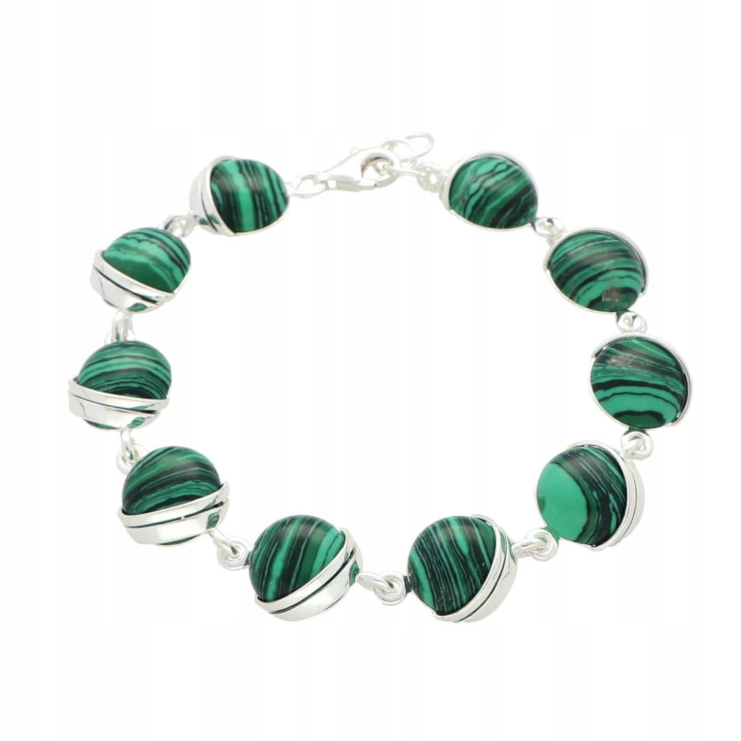 Kulatý náramek s malachitem stříbro
