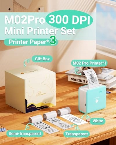 PHOMEMO Mini Drukarka M02 Pro 300 DPI Bluetooth Termodrukarka do Telefonu — miniatura 2