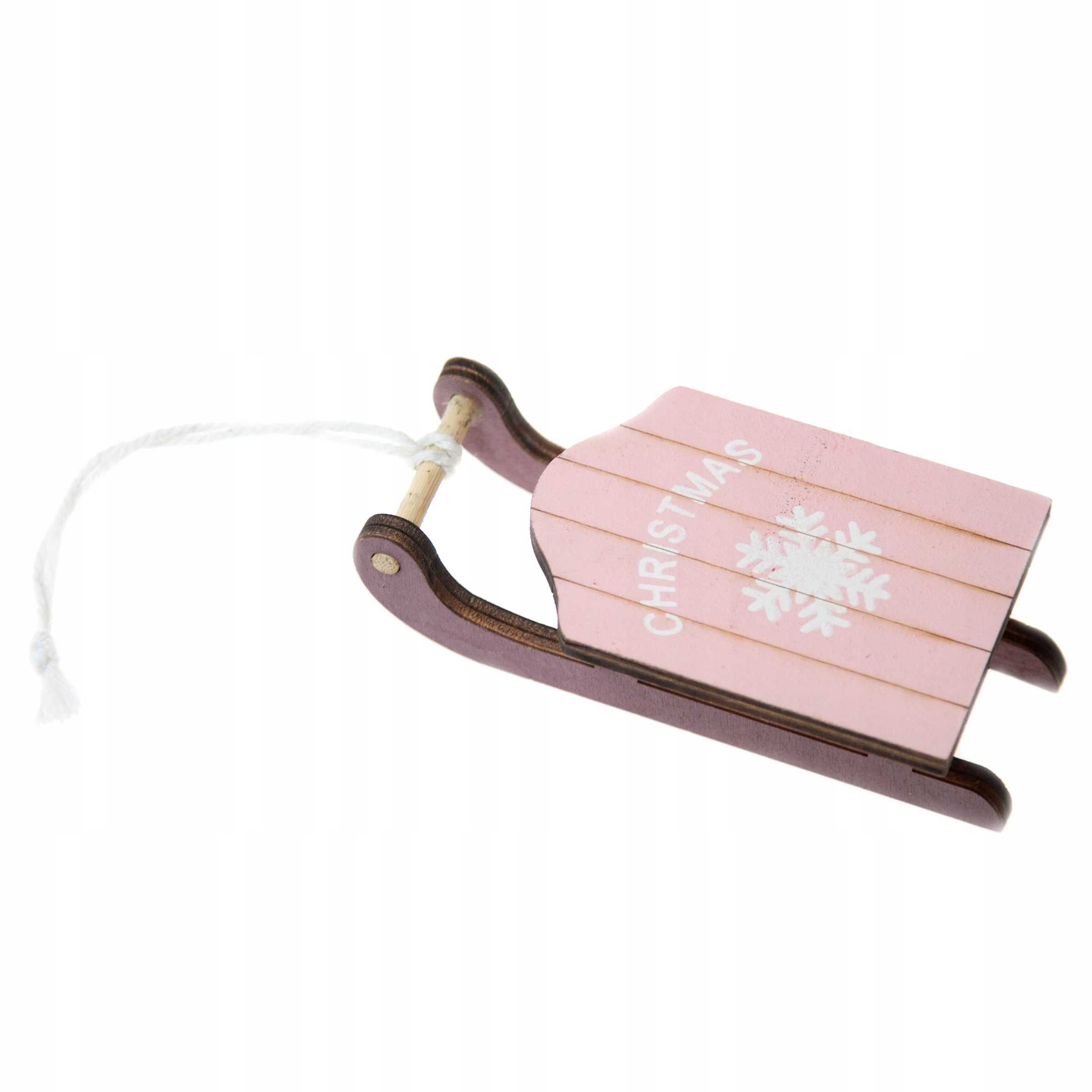 

Sanki drewniane na Choinkę Pastelowy Róż 10cm