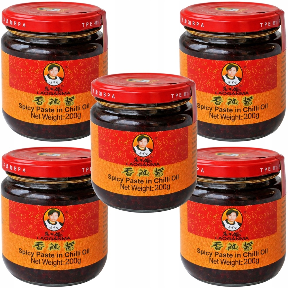 5x Ostra Chińska Pasta w Oleju Chili Spicy Paste In Chili Oil 200g Laoganma