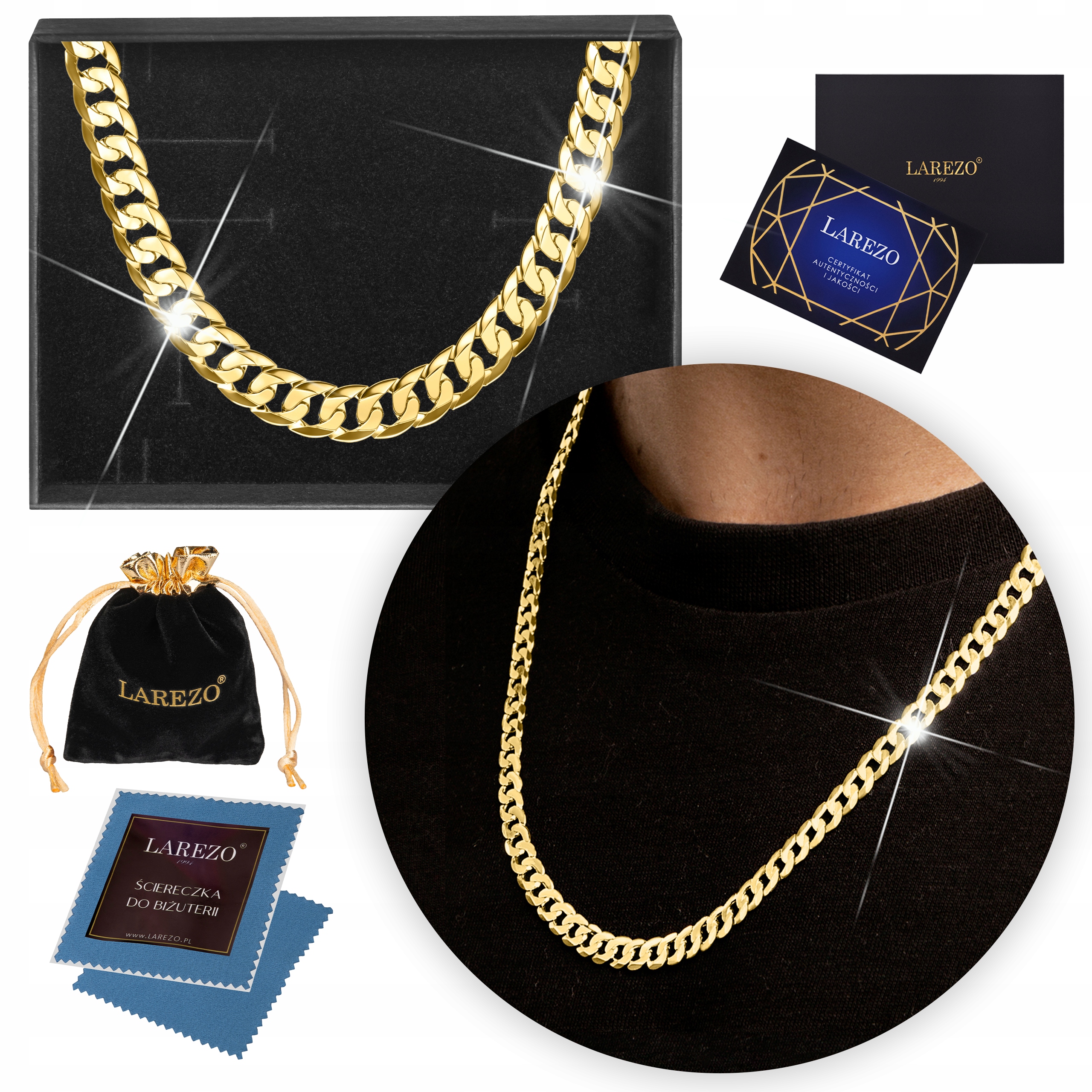 Dlouhý Zlatý Řetízek Pánský 585 Pancr 60 cm Plný Silný 6,1 mm Stříbro 925