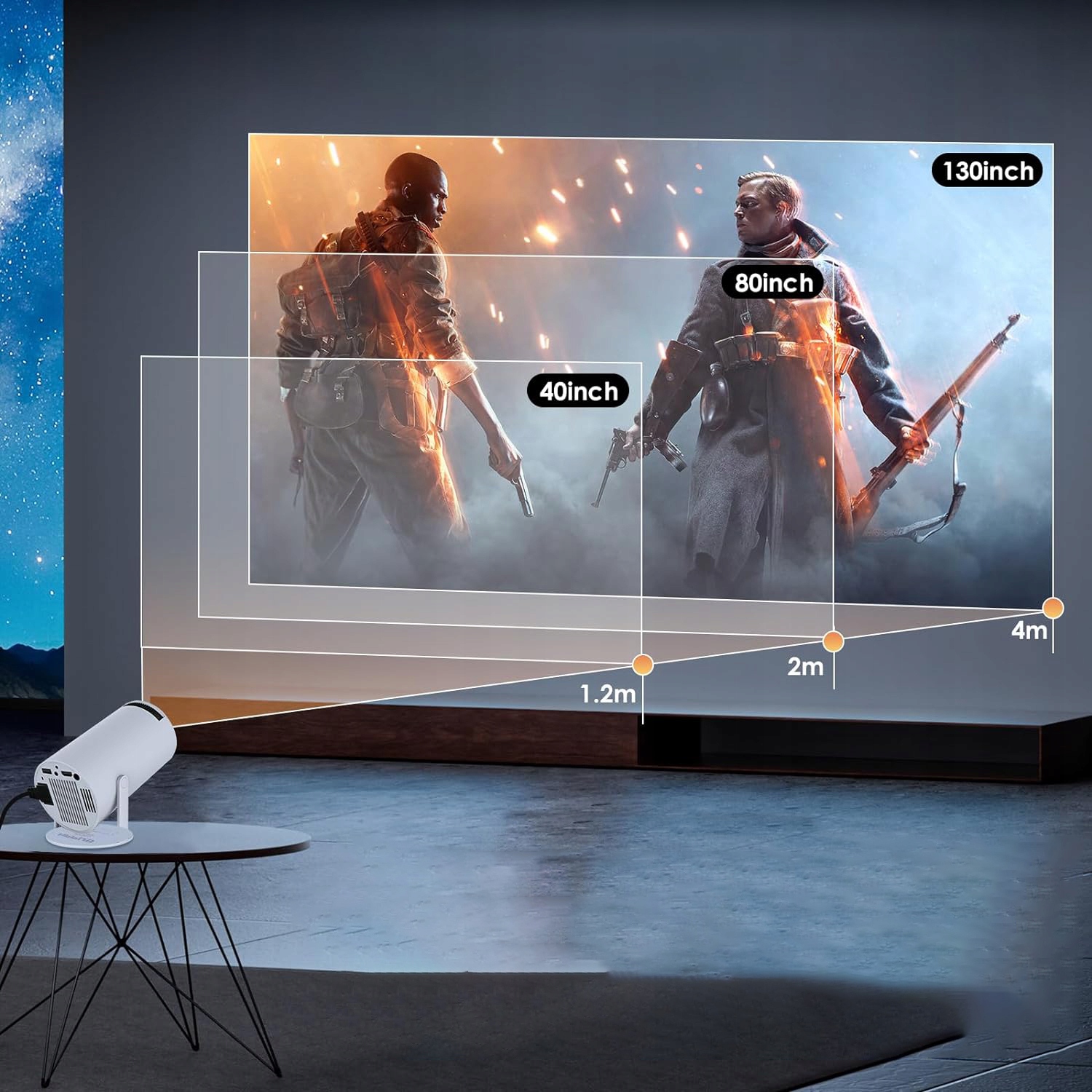 PROJEKTOR MINI PRZENOŚNY FULL HD 1080P OBRACANY O 180° Model Miniprojektor