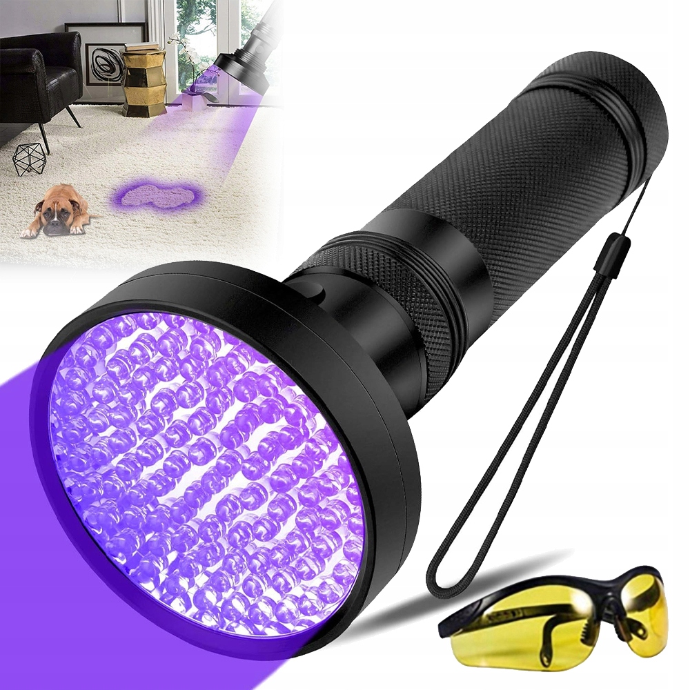 Latarka Uv VOREL100 Led 395NM Do Detekcji Nieszczelności Okulary Ochronne