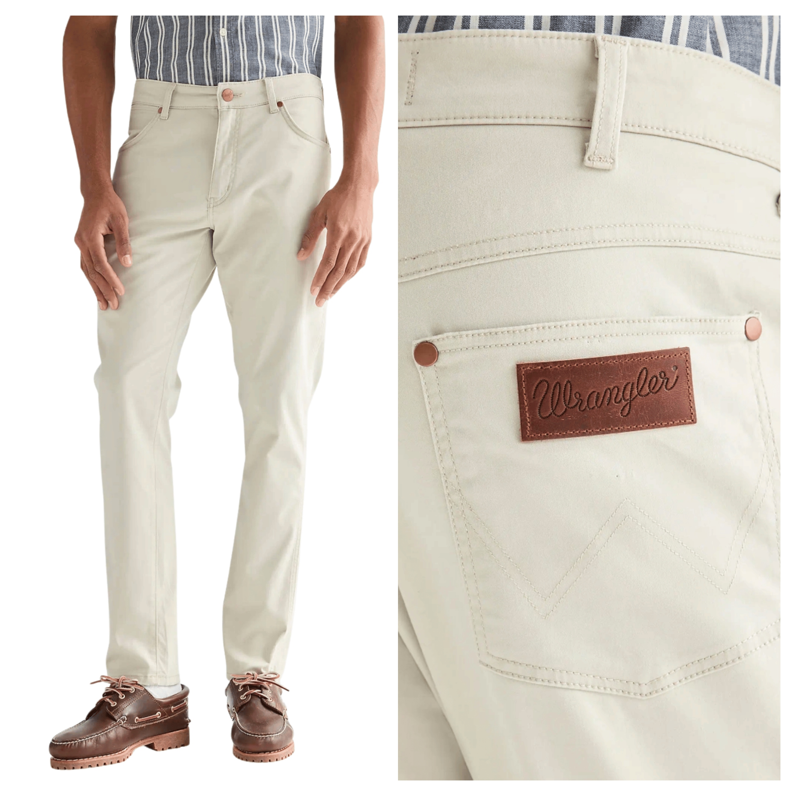 Pánské džíny Wrangler Larston Slim Fit Bílé bavlněné W36 L32