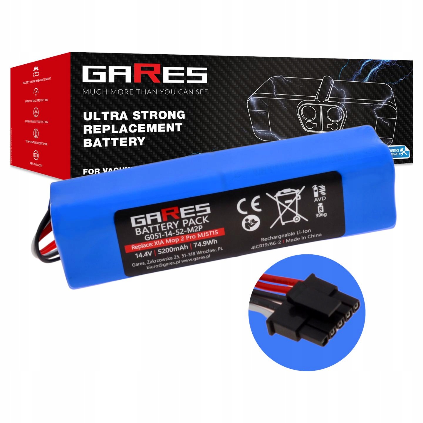 Akumulátor Gares pro Xiaomi MJST1S Mop 2 Pro fólie 14,4V 5,2Ah