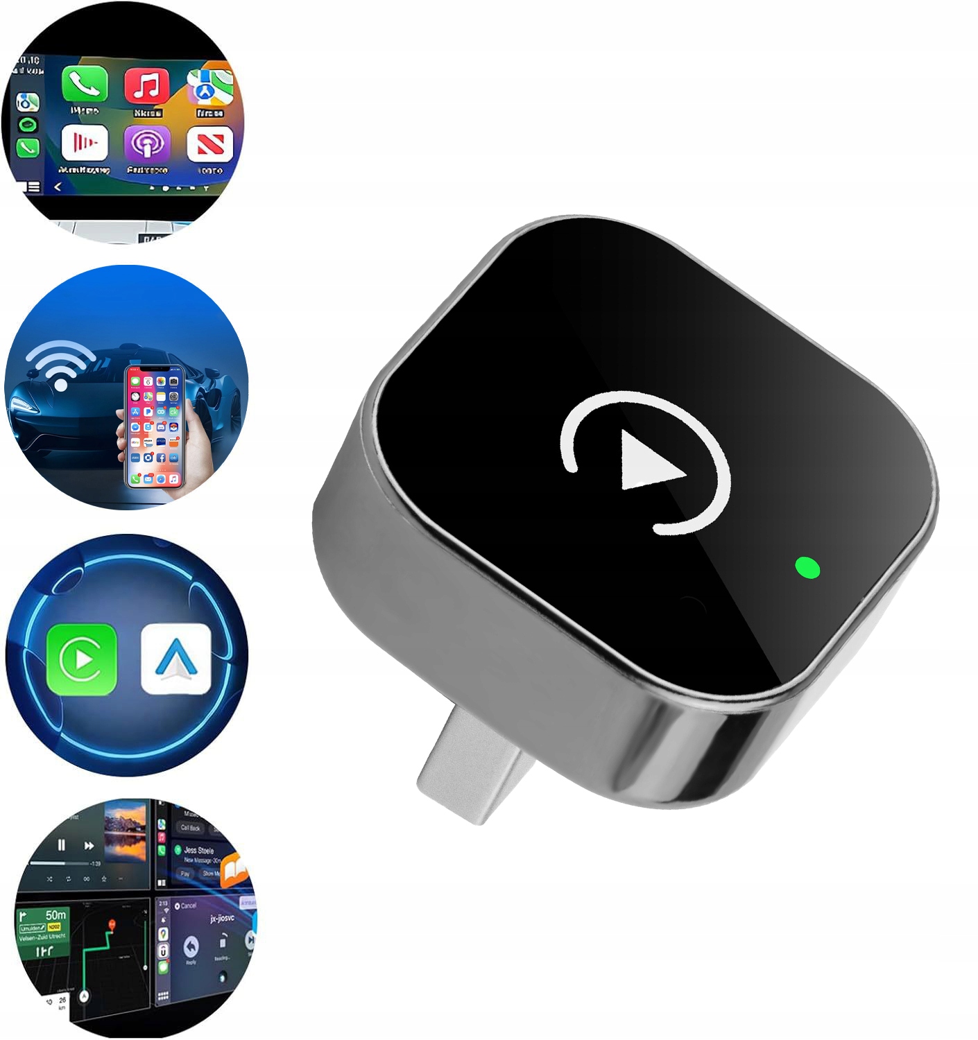 Bezprzewodowy Adapter Android Auto Carplay 2 W 1 Plug And Play Mini Car Ai