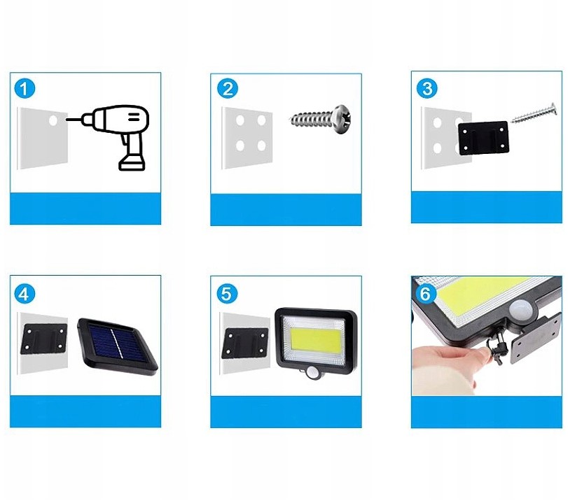LAMPA latarnia SOLARNA LED CZUJNIK RUCHU ZMIERZCHU Kąt świecenia 140°