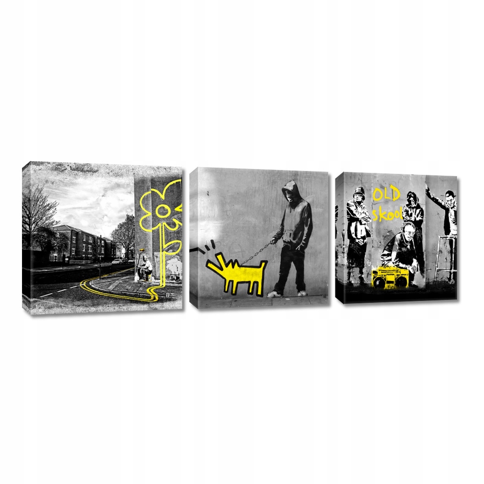 

Obrazy 3x 30x30 Banksy Trzy wersje