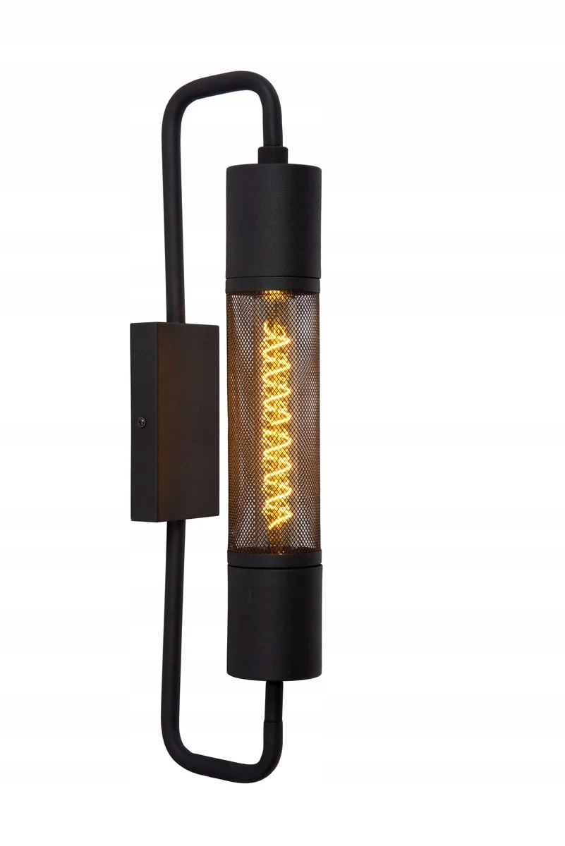 Nástěnná lampa industriální černá s kovovou mřížkou 51 cm Lucide