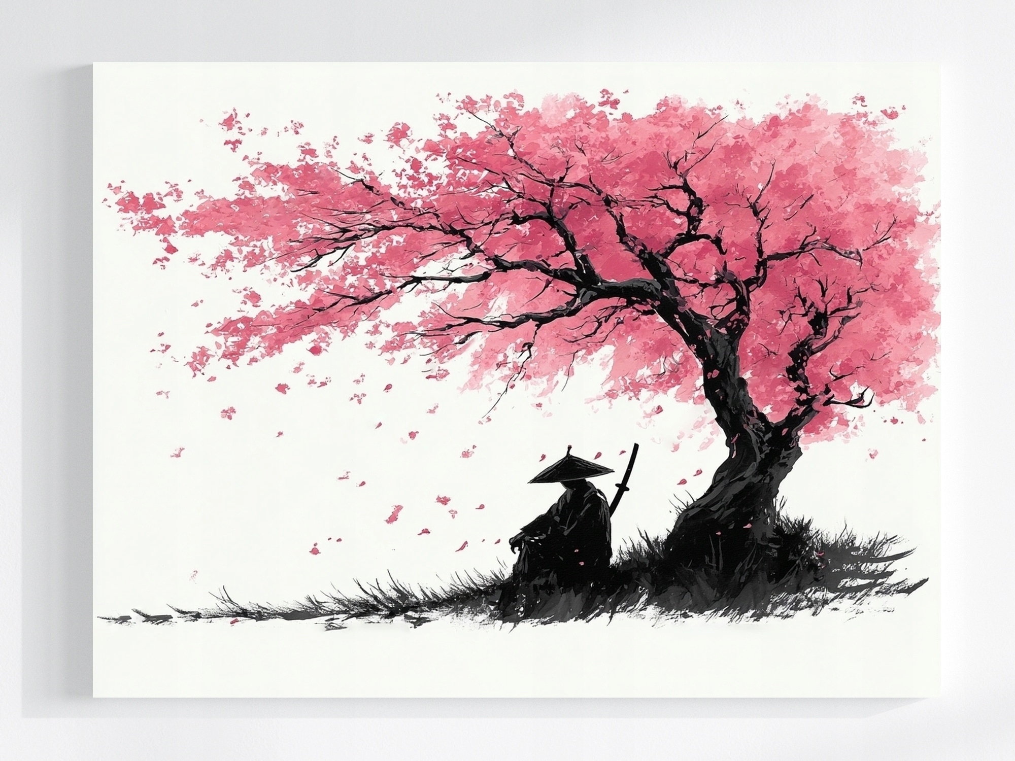 Obraz Na Plátně Canvas Grafika Asie Japonsko Višeň Sakura Samuraj 80x60