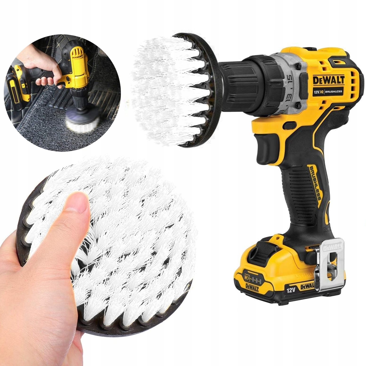 Miękka 10cm szczotka na wkrętarkę (Biała)