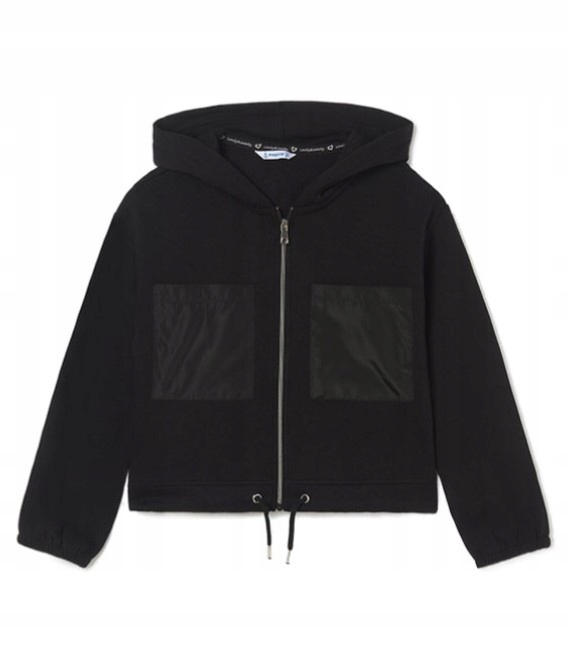 Bluza z kapturem zapinana czarna dziewczęca Mayoral 7491-34 r. 162