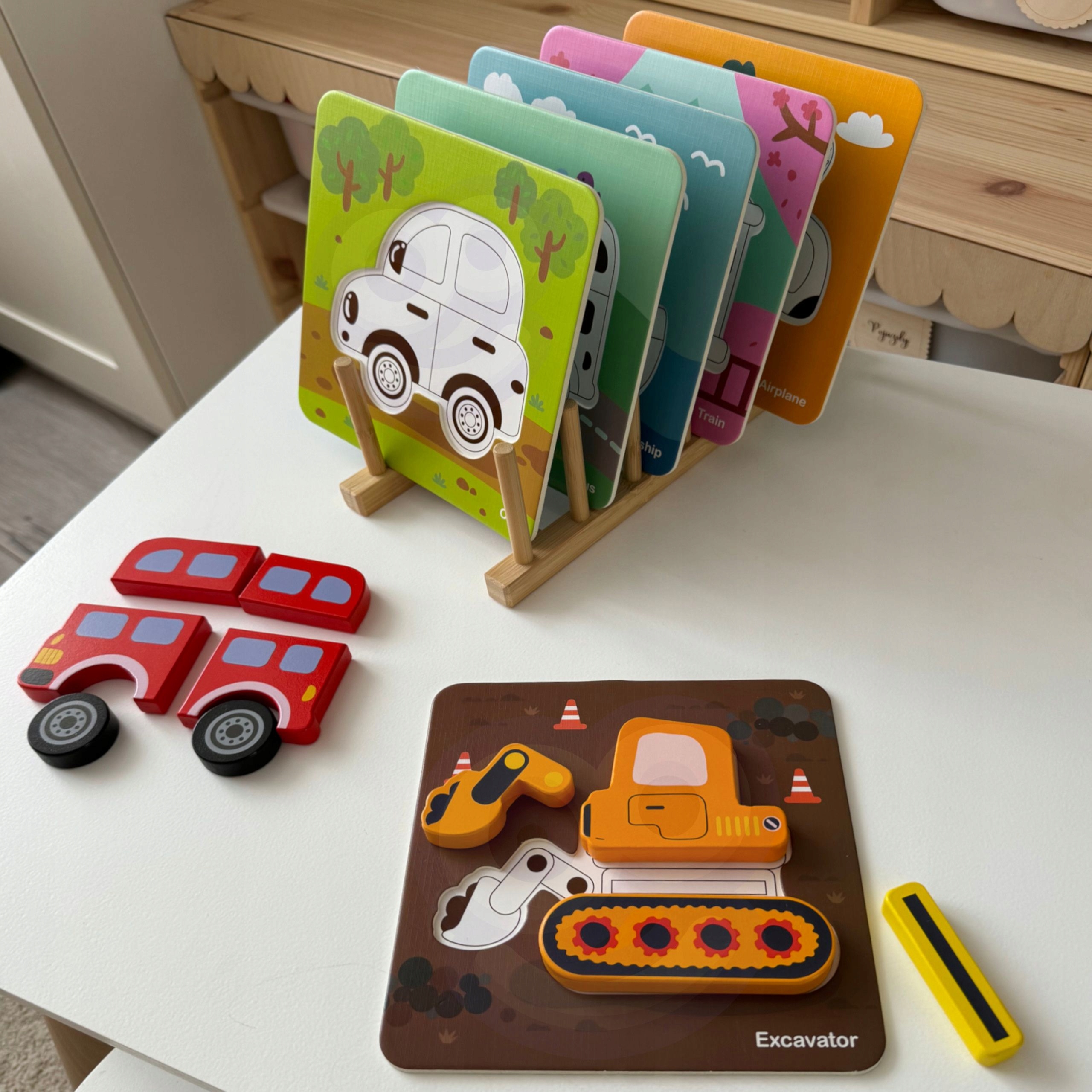 UKŁADANKA DREWNIANA PUZZLE KLOCKI POJAZDY MONTESSORI ZESTAW WOOPIE GREEN Marka Woopie