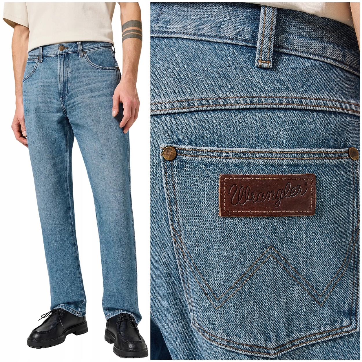 Wrangler Frontier Jasper volné rovné džínové kalhoty bez streče W34 L32