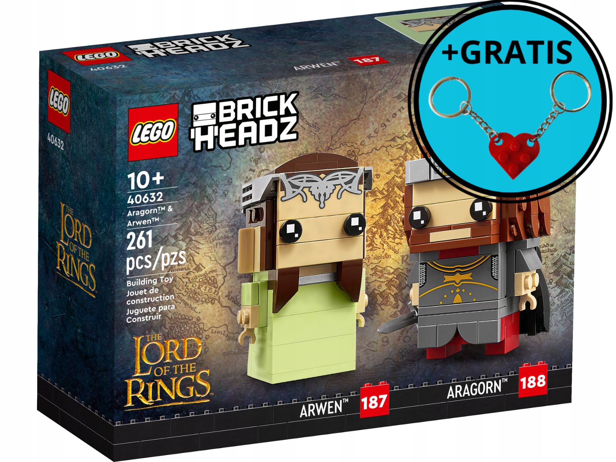 LEGO BrickHeadz 40632 Aragorn i Arwena + 2 x brelok LEGO - GRATIS