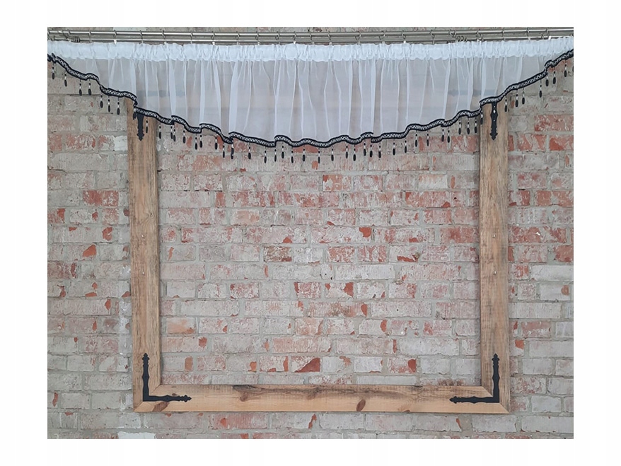 Hotová záclona, lambrekýn 700x45, bílý voál, okenní ozdoba, korálky