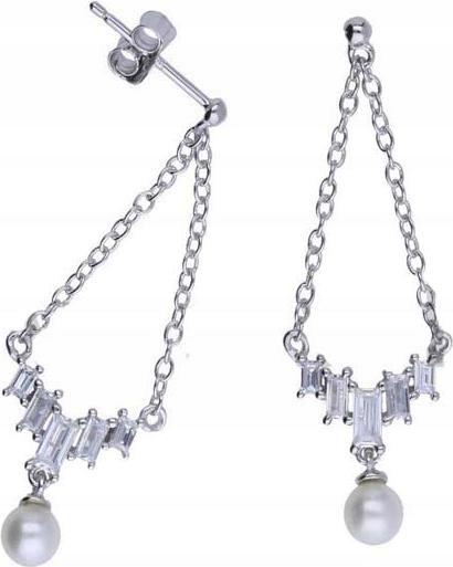 Stříbrné náušnice 925 zirkony a perly 1,18 g dámské módní stříbro tyčinky