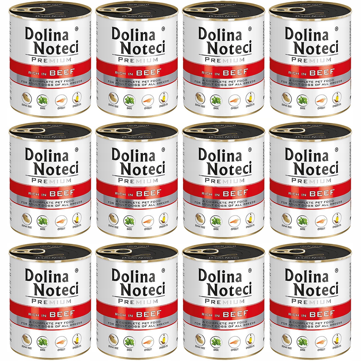 Levně Vlhké krmivo pro psy Dolina Noteci Premium hovězí maso sada konzerv 12 x 800 g