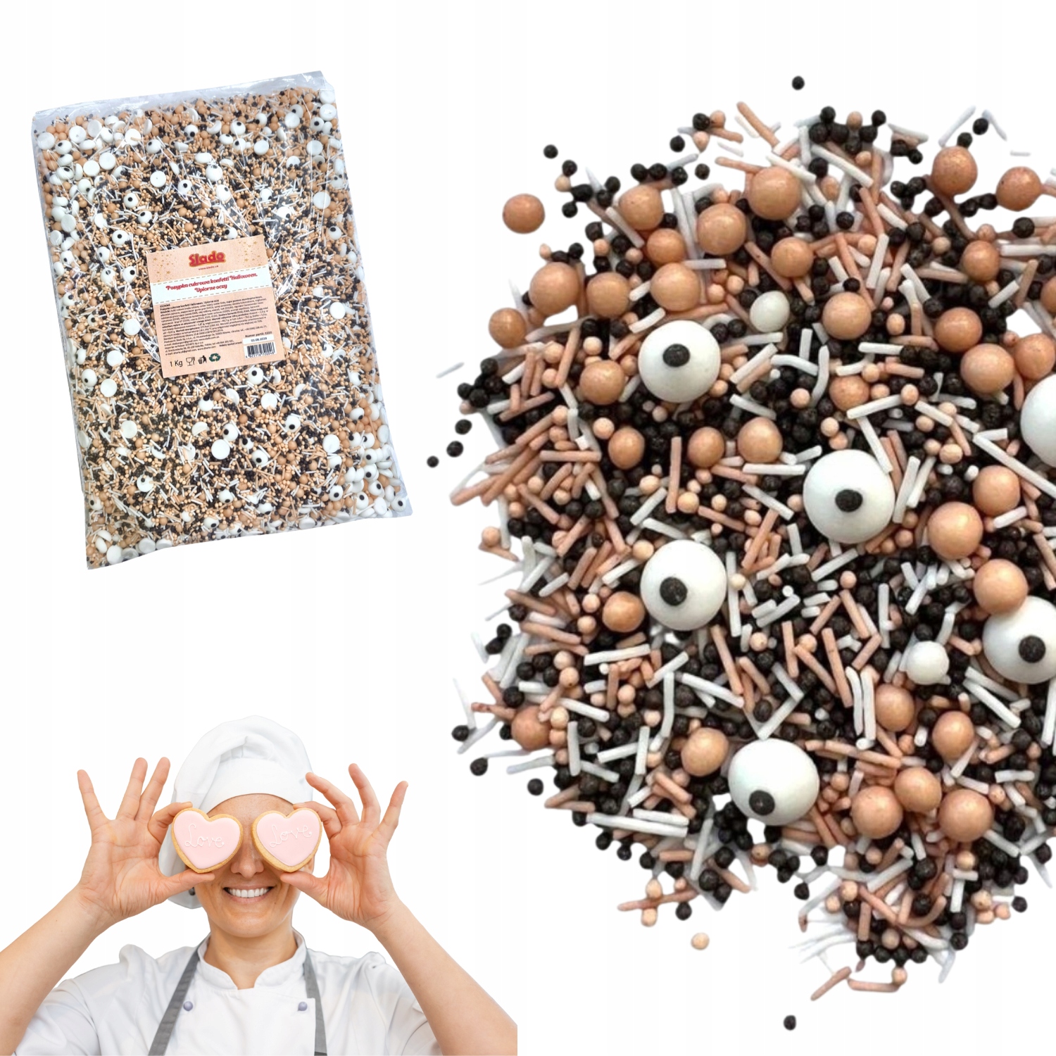 Posypka cukrowa Halloween Upiorne Oczy 1 Kg Posypka konfetti na tort